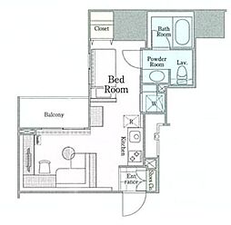 ロイジェントパークス四ツ谷 4階ワンルームの間取り