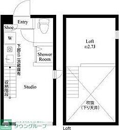 ハーモニーテラス上高井戸III 2階ワンルームの間取り