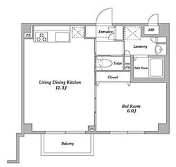 ラクラス下井草 3階1LDKの間取り
