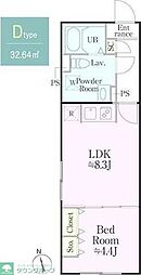 グローリオシェルト練馬桜台 3階1LDKの間取り
