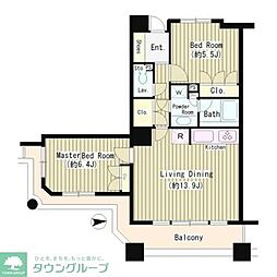 石神井公園ピアレス・ザ・タワー 5階2LDKの間取り