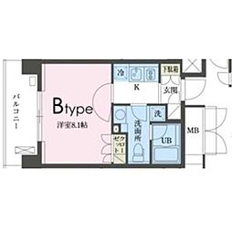 ガレリア東新宿 8階1Kの間取り