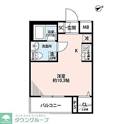 プレール・ドゥーク方南町 ワンルームの間取図画像