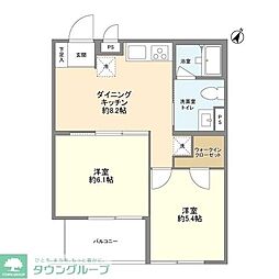 シメントピア 2DKの間取図画像