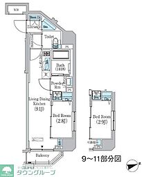 PrimeBliss東中野駅前 1LDKの間取図画像