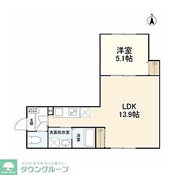 ウェルスクエアイズム下北沢 1LDKの間取図画像