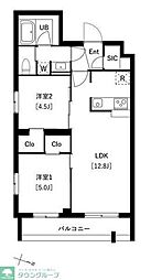タスキプライムテラス中村橋 2LDKの間取図画像