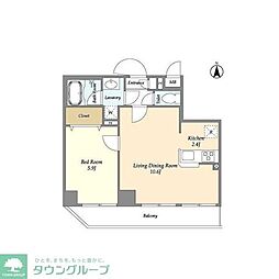 アルファコート下赤塚 1LDKの間取図画像