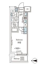 ウエリスアーバン中野坂上 1Kの間取図画像