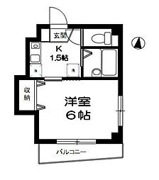 シャトー白馬 1Kの間取図画像