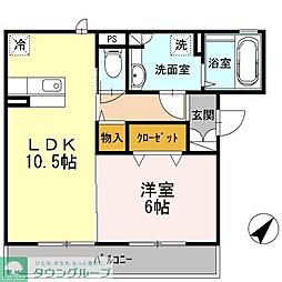 シャルマント 1LDKの間取図画像