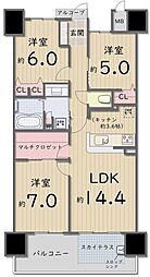ロイヤルガーデン瓦町駅東 3LDKの間取図画像