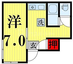 JR総武線 新小岩駅 徒歩25分の賃貸アパート 2階1Kの間取り