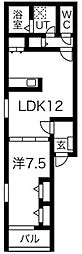 JR総武線 新小岩駅 徒歩23分の賃貸アパート 3階1LDKの間取り