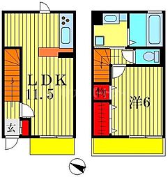 北総鉄道 新柴又駅 徒歩9分の賃貸テラスハウス 1階1LDKの間取り