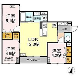 都営新宿線 瑞江駅 徒歩11分の賃貸アパート 3階3LDKの間取り