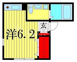 京成押上線 四ツ木駅 徒歩9分の賃貸アパート 3階ワンルームの間取り