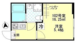 京成押上線 四ツ木駅 徒歩10分の賃貸アパート 1階1Kの間取り