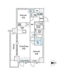 JR総武線 小岩駅 徒歩9分の賃貸マンション 4階2LDKの間取り