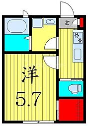 京成金町線 柴又駅 徒歩8分の賃貸アパート 1階1Kの間取り