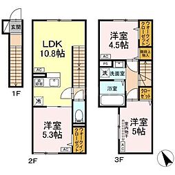 京成金町線 柴又駅 徒歩8分の賃貸アパート 2階3LDKの間取り