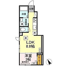 京成金町線 柴又駅 徒歩8分の賃貸アパート 1階1LDKの間取り