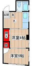 JR総武線 新小岩駅 徒歩15分の賃貸マンション 5階2Kの間取り
