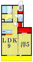 北総鉄道 新柴又駅 徒歩4分の賃貸アパート 1階1LDKの間取り