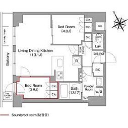 コンフォリア・リヴ平井MUTIO 2LDKの間取図画像