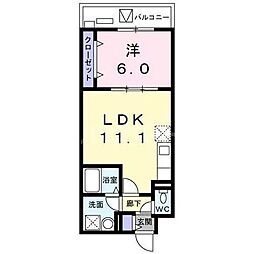 ヴェルヴェーヌ 1LDKの間取図画像
