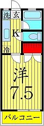 ニューライフ越塚 1Kの間取図画像