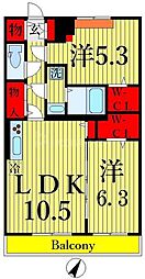 アクシス瑞江 2LDKの間取図画像