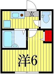 タックフォレスト四ツ木 1Kの間取図画像