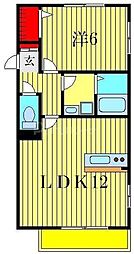 プランドール・レーヴ2 1LDKの間取図画像