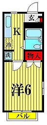 京成本線 江戸川駅 徒歩15分の賃貸アパート 1階ワンルームの間取り
