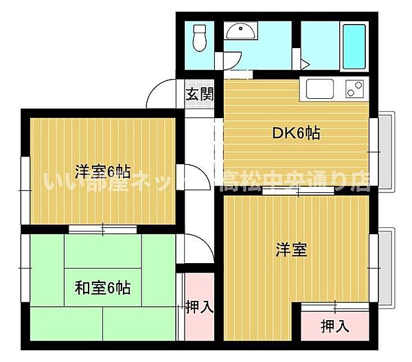 幸町聖北ハイツ　A棟 201｜香川県丸亀市幸町2丁目(賃貸アパート3DK・2階・42.42㎡)の写真 その2