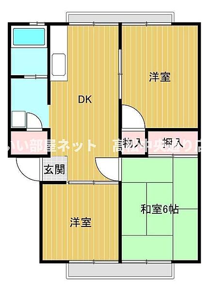 パナハイツアベニュー東棟 105｜香川県丸亀市土器町東7丁目(賃貸アパート3DK・1階・44.29㎡)の写真 その2