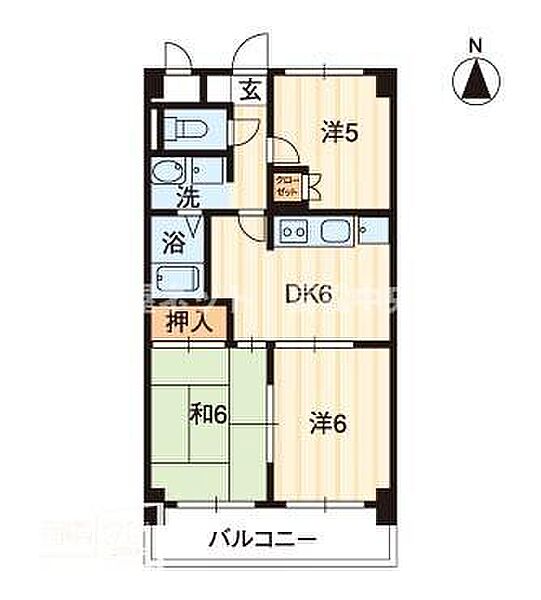 松島フラット 302｜香川県高松市松島町2丁目(賃貸マンション3DK・3階・52.79㎡)の写真 その2