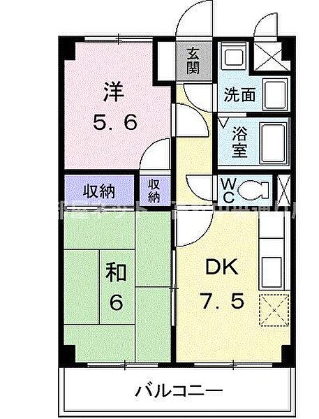 ハイツヤマシタ 202｜香川県高松市国分寺町新居(賃貸マンション2DK・2階・40.15㎡)の写真 その2