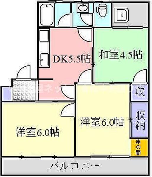 松原マンション 203｜香川県高松市木太町(賃貸マンション3DK・2階・58.90㎡)の写真 その2