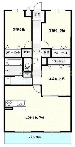 サウスコート 303｜香川県高松市林町(賃貸マンション3LDK・3階・80.46㎡)の写真 その2