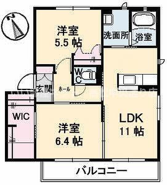 グレイスフル橘 B棟 201｜香川県高松市三名町(賃貸アパート2LDK・2階・58.10㎡)の写真 その12