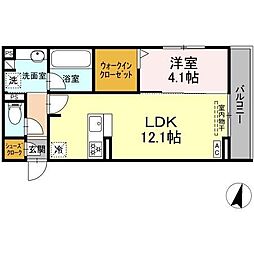 サン グレイス 1LDKの間取図画像