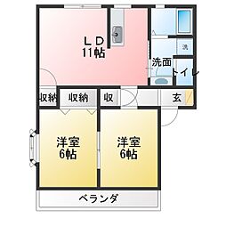 ウィンディアK 2LDKの間取図画像