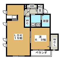 メゾンエクセル 1LDKの間取図画像