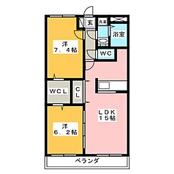 エクセルコートA 2LDKの間取図画像