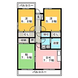 ココペリ 3DKの間取図画像