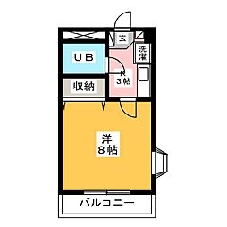 シェモア 1Kの間取図画像