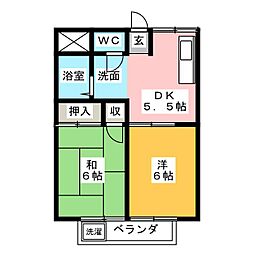 関ハイツ 2DKの間取図画像