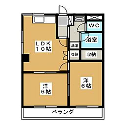 パインヒルズ 2LDKの間取図画像